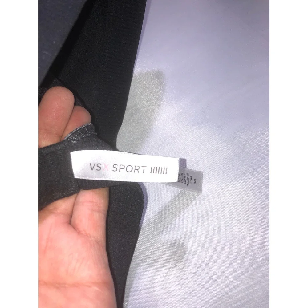 Victoria's Secret VSX Sport Bra Grey Black Marled Racerback High Impact 34B